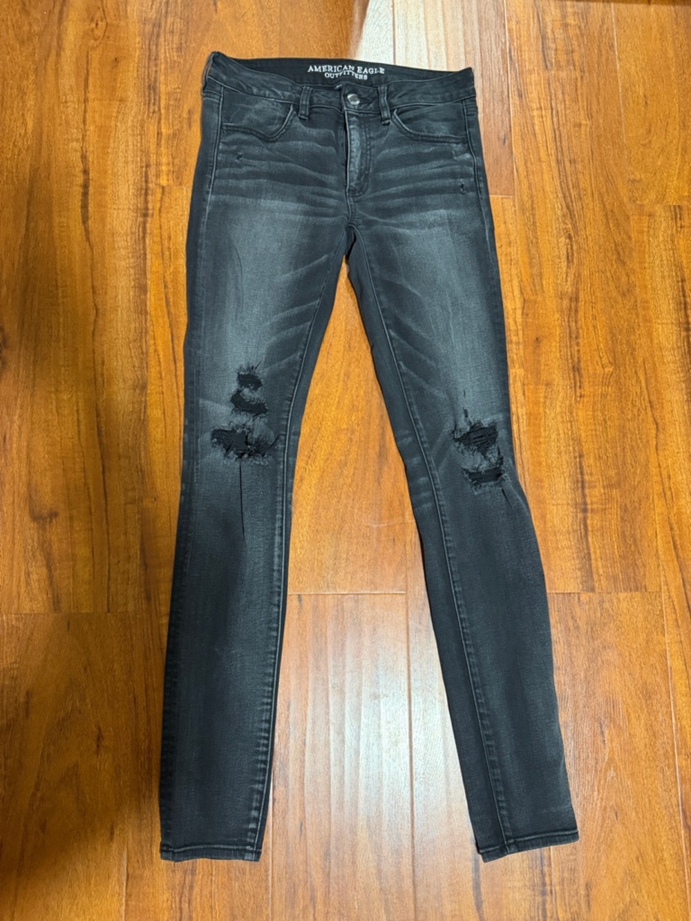 American Eagle Outfitters Black Distressed Skinny Jeans - Women's